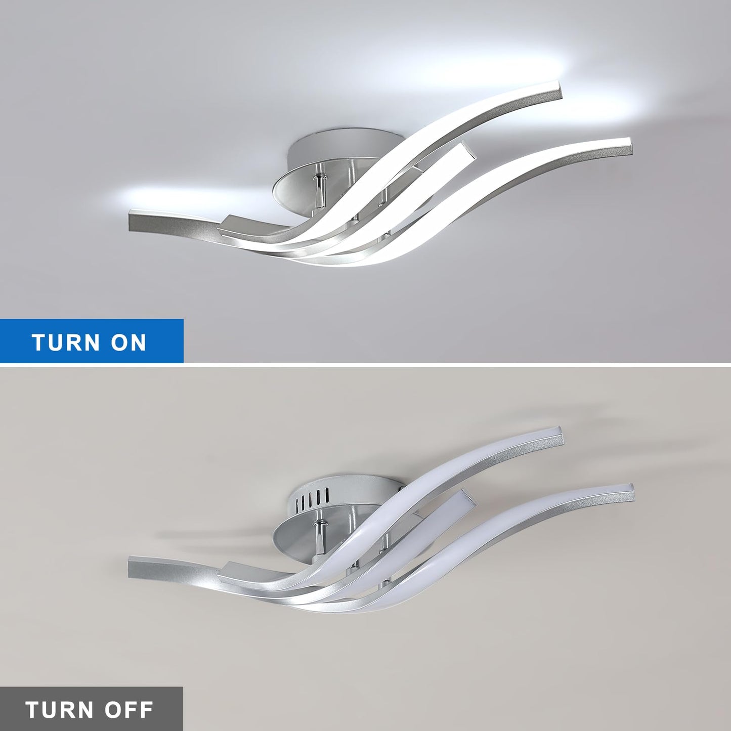 LED Ceiling Light, Kitchen Ceiling Light, Bedroom, 18 W 1620 LM Ceiling Light Living Room, 6500 K Cold White, 3 LEDs, Suitable for Bedroom, Dining Table, Hallway Lamp Ceiling, Balcony, Diameter 54 cm