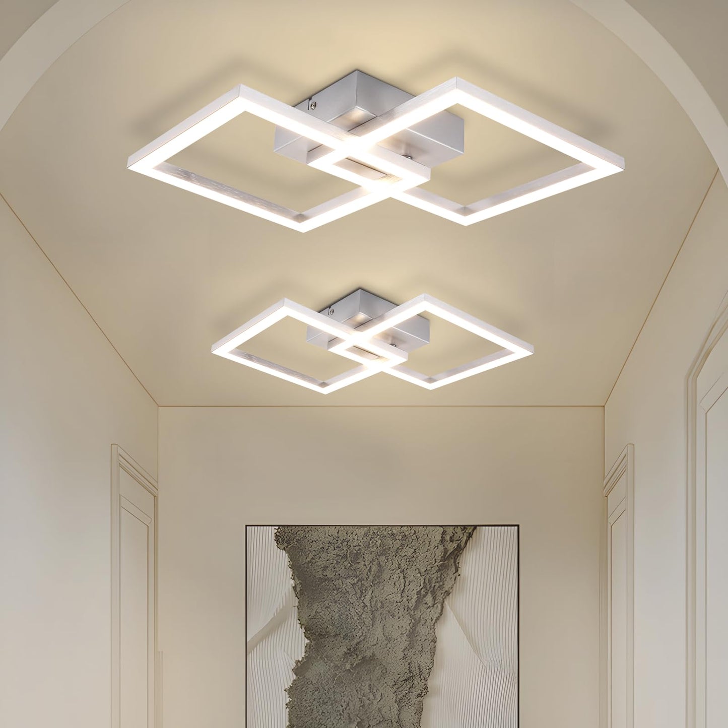 Homefire LED Ceiling Light, Kitchen, 24 W, Kitchen Lamp, Black, Living Room Lamp, Modern Design, Hallway Lamp, Warm White, Hallway, Bedroom Lamp, Square, for Living Room, Bedroom