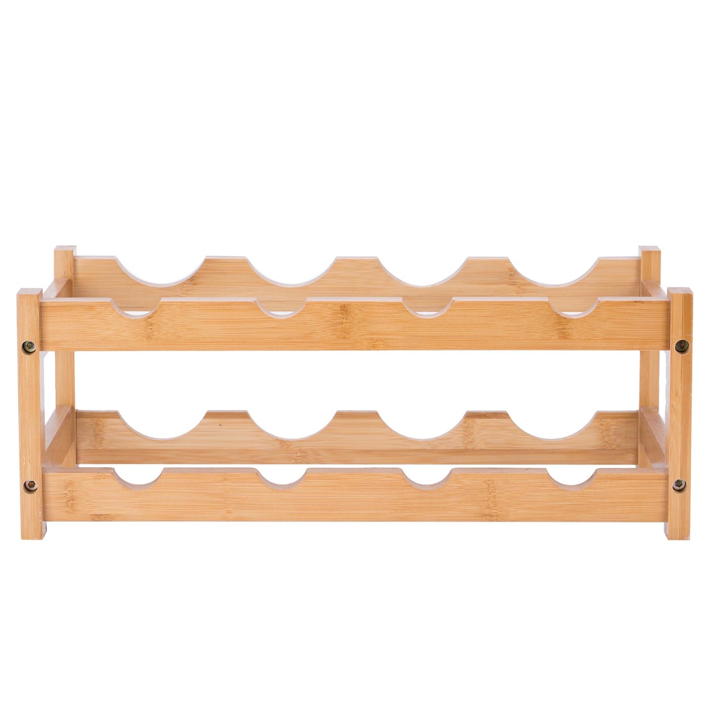 Wine Rack, Small Bottle Rack Storage Holder, Natural Bamboo Bottle Holder, Wine Bottle Shelf for Kitchen, Countertop, Cellar, Bar, Cabinet (2 Tiers, 8 Bottles)
