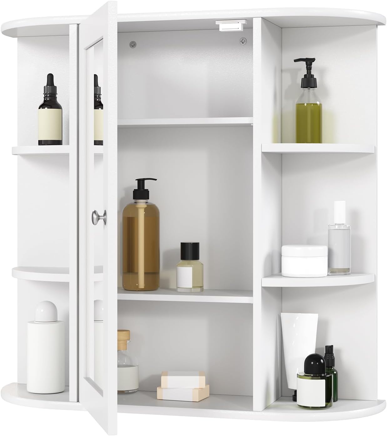 Bathroom Mirror Wall Cabinet with Doors W x H x D Approx. 60 x 58 x 16 cm White