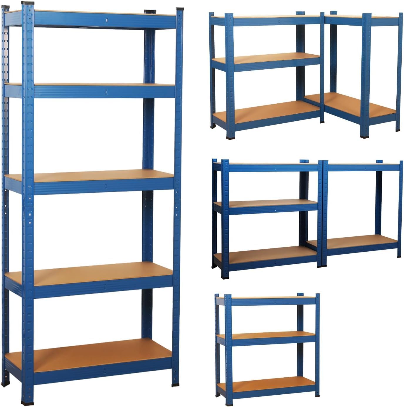 SIGNZWORLD Premium Heavy Duty Shelving Unit 150 x 70 x 30 cm, Mounting Material 875 kg Load Capacity, 5 Adjustable Sturdy Shelving MDF Panels for Storage Shelving Basement Shelving Garage Cellar Room