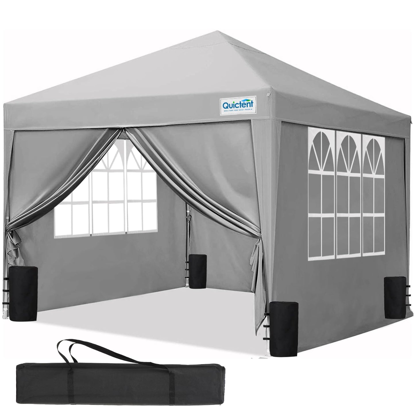 Quictent Gazebo 3 x 3 Folding Gazebo with 4 Side Panels, Waterproof Garden Gazebo (Khaki)