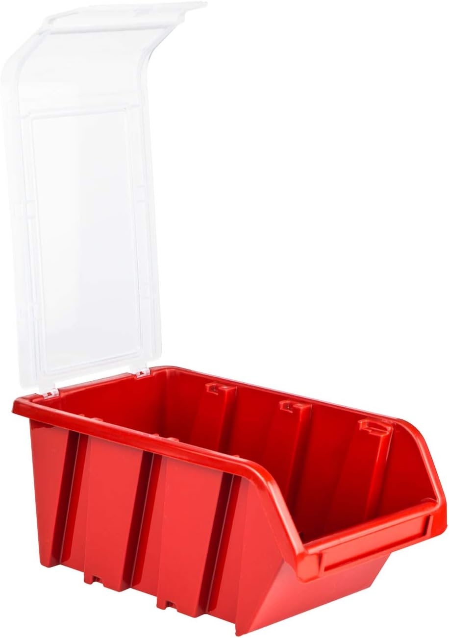 60 Stacking Boxes, Wall Shelf, 120 x 80 cm, Transparent Lid, Plastic Storage System, Stacking Boxes, Storage Boxes, Storage Boxes