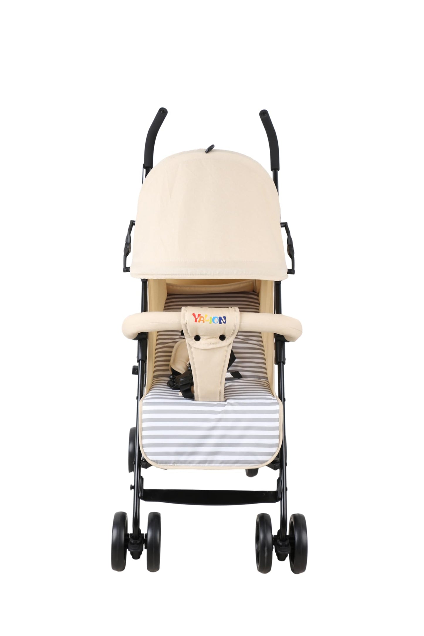 YALION Pushchair Buggy Travel Buggy Small Foldable 5 Reclining Positions Leg Warmer Shopping Basket Sun Canopy 360° Wheels Children's Buggy up to 15 kg Beige