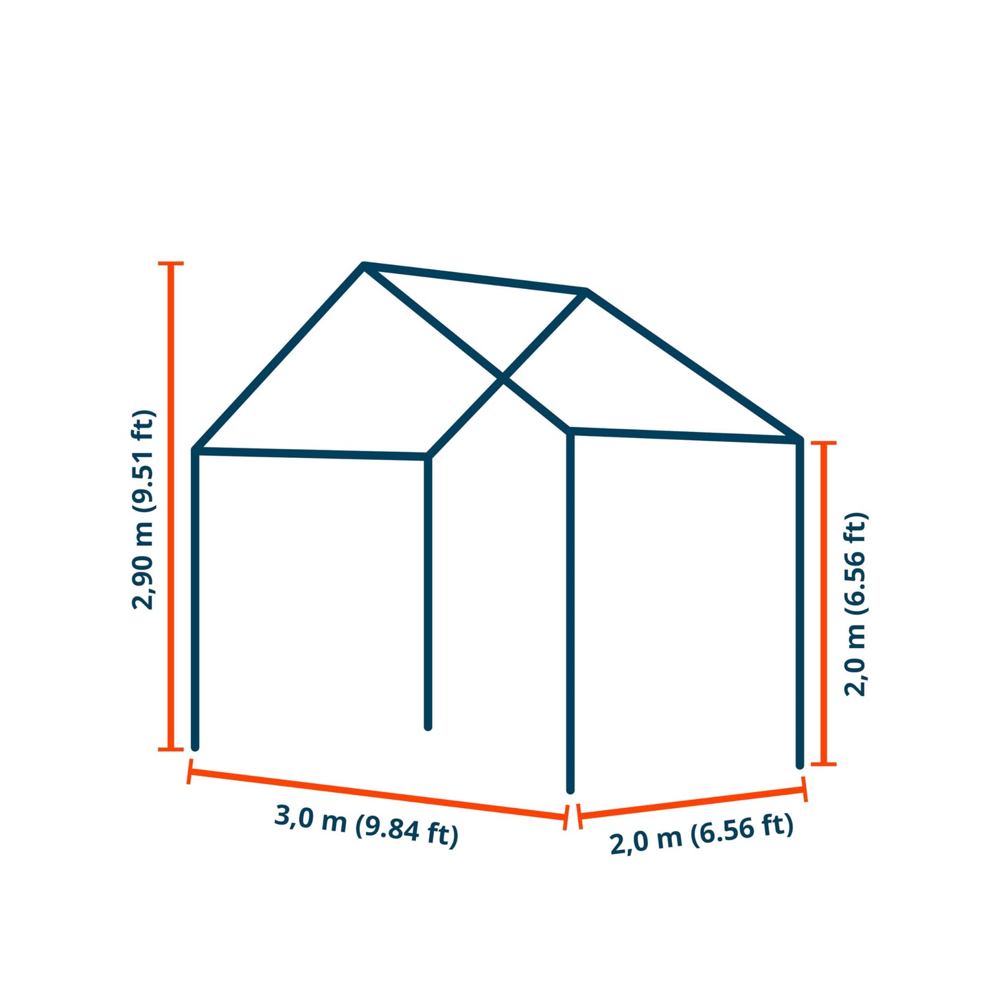 TOOLPORT PE Premium Variant Tent, 3x6 m