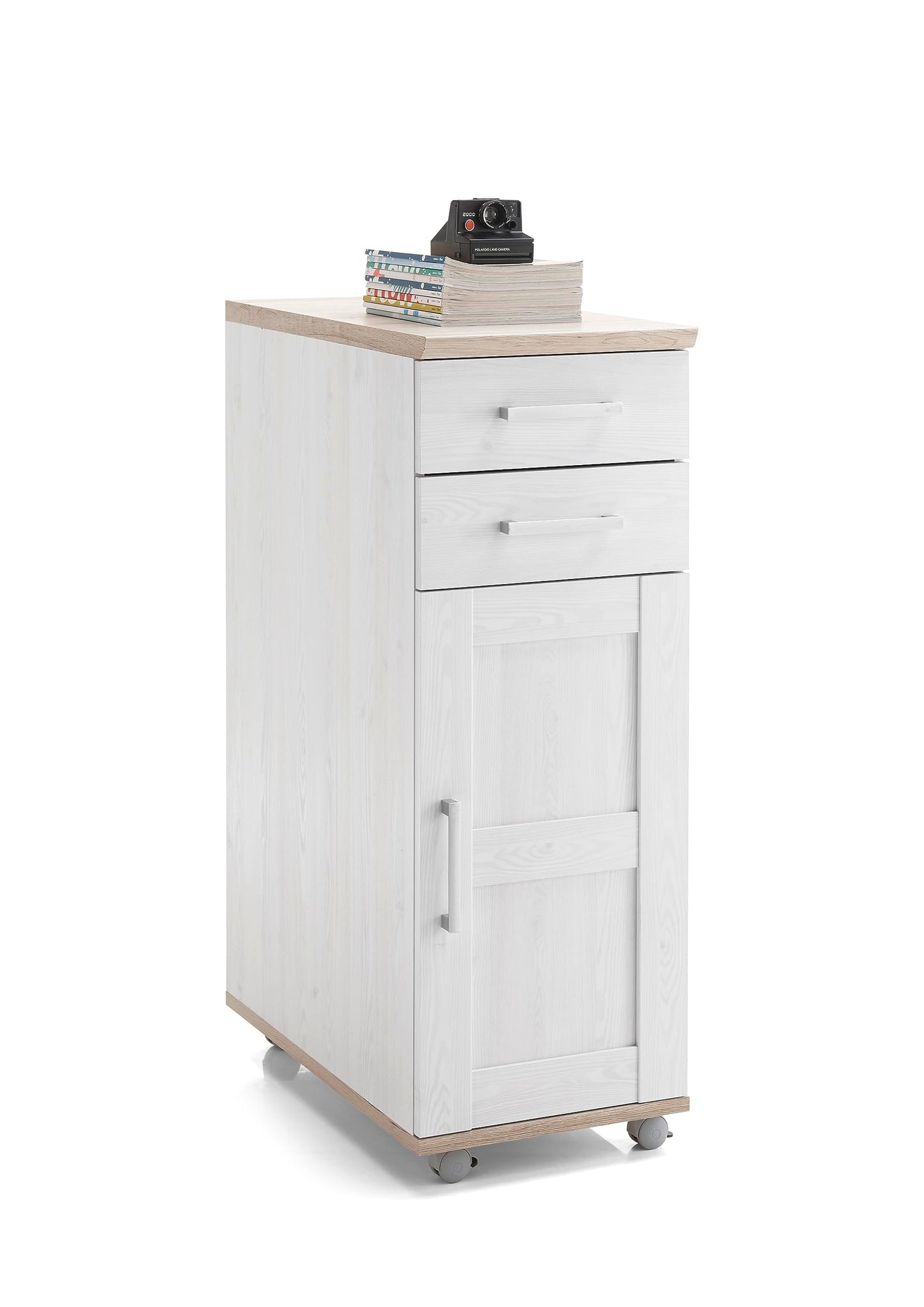 DEINE TANTE EMMA 39-015-D4 Romance Sibiu Larch White / Sanremo Oak Nb. Desk Angle Work Table Office Table Approx. 177 x 76 x 130 cm