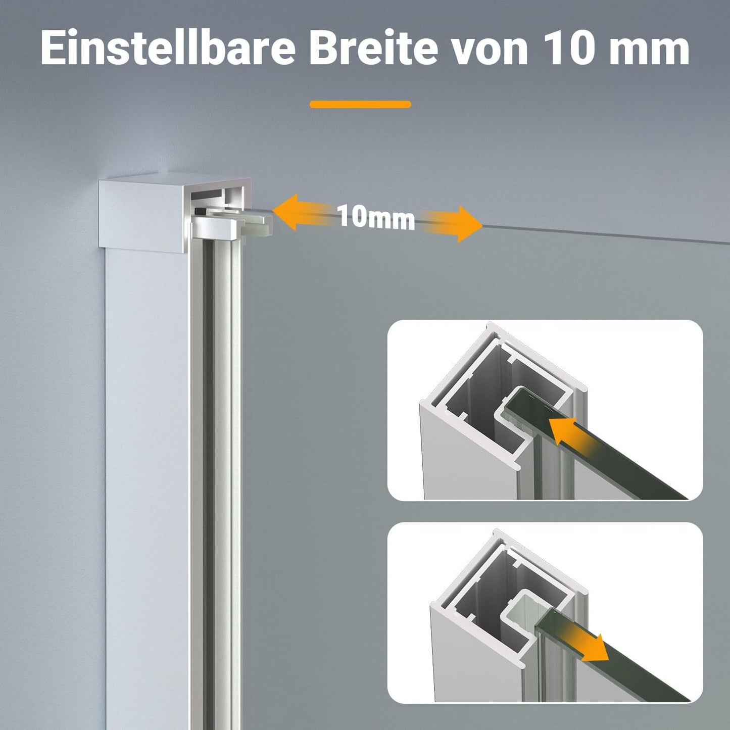 Shower Screen 80 x 200 cm Walk-in Shower Shiny Silver 3-Piece Segmented Full Frame 5 mm Tempered Safety Glass Right/Left Mountable for Floor or Shower Tray