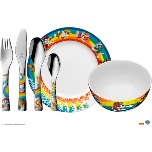 WMF Paw Patrol Children's Crockery Set 6 Pieces Children's Crockery with Children's Cutlery Stainless Steel from 3 Years Polished Cromargan Dishwasher Safe
