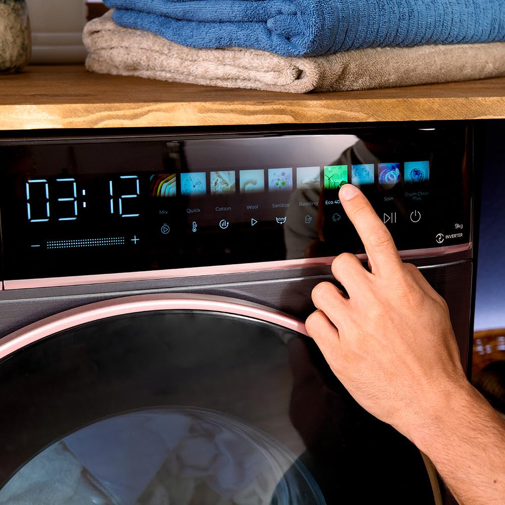 Cecotec Washing Machine 10 kg Front Loader Bolero Dress Code 10950 Car Socket Inverter 3D Steel A. 1400 rpm, Matrix Display 9.2 Inches, 16 Prog, Low Consumption, Inverter Plus Motor, Auto Dosage,