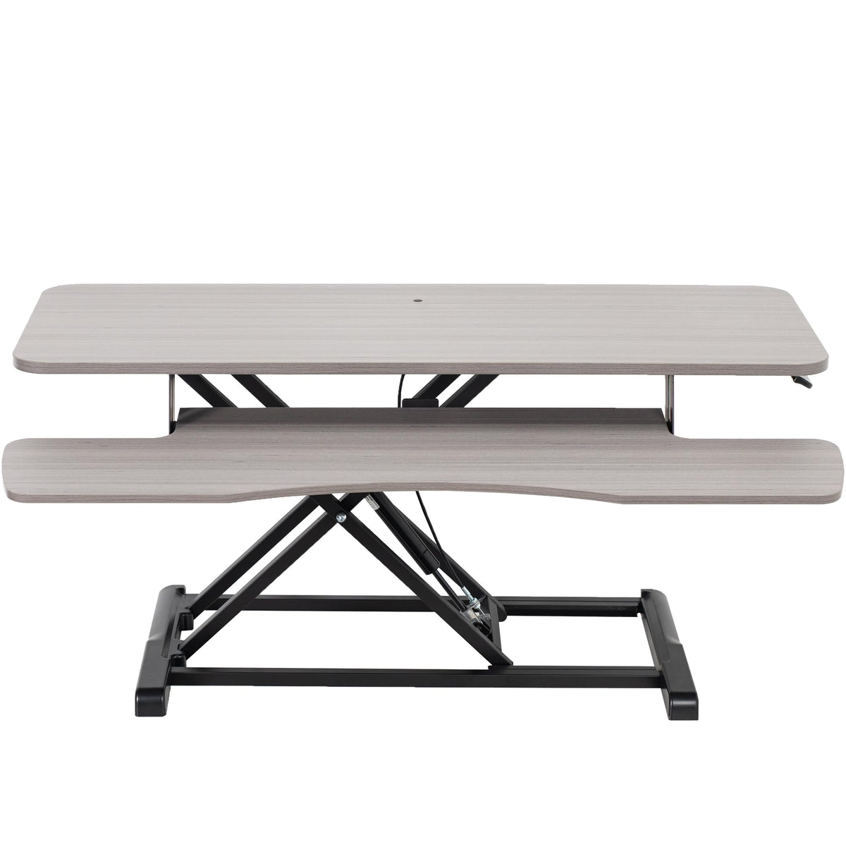 VIVO 81 cm Schreibtischaufsatz, K-Serie, höhenverstellbarer Steh-Sitz-Aufsatz, Dual-Monitor- und Laptop-Arbeitsplatz mit breiter Tastaturablage, Schwarz, DESK-V000K