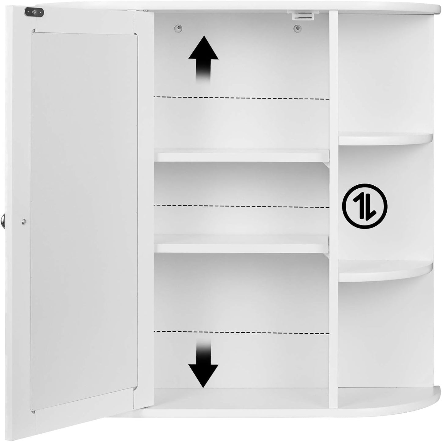 Bathroom Mirror Wall Cabinet with Doors W x H x D Approx. 60 x 58 x 16 cm White