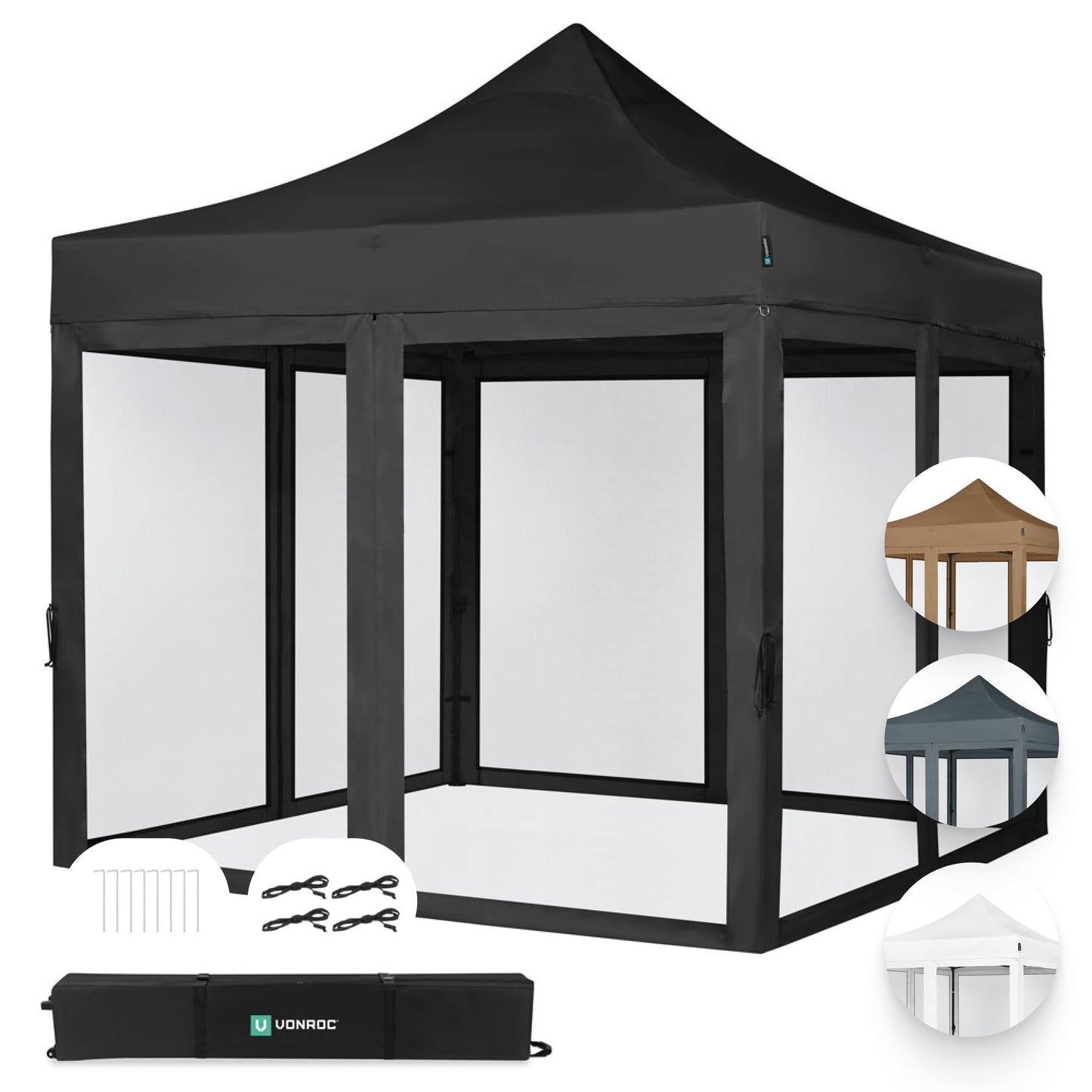 VONROC Gazebo 3 x 3 m Waterproof Stable – Party Tent EasyUp System [3Min Assembly] Pop-up Folding Gazebo Modular Expandable as Festival Tent, Garden Gazebo