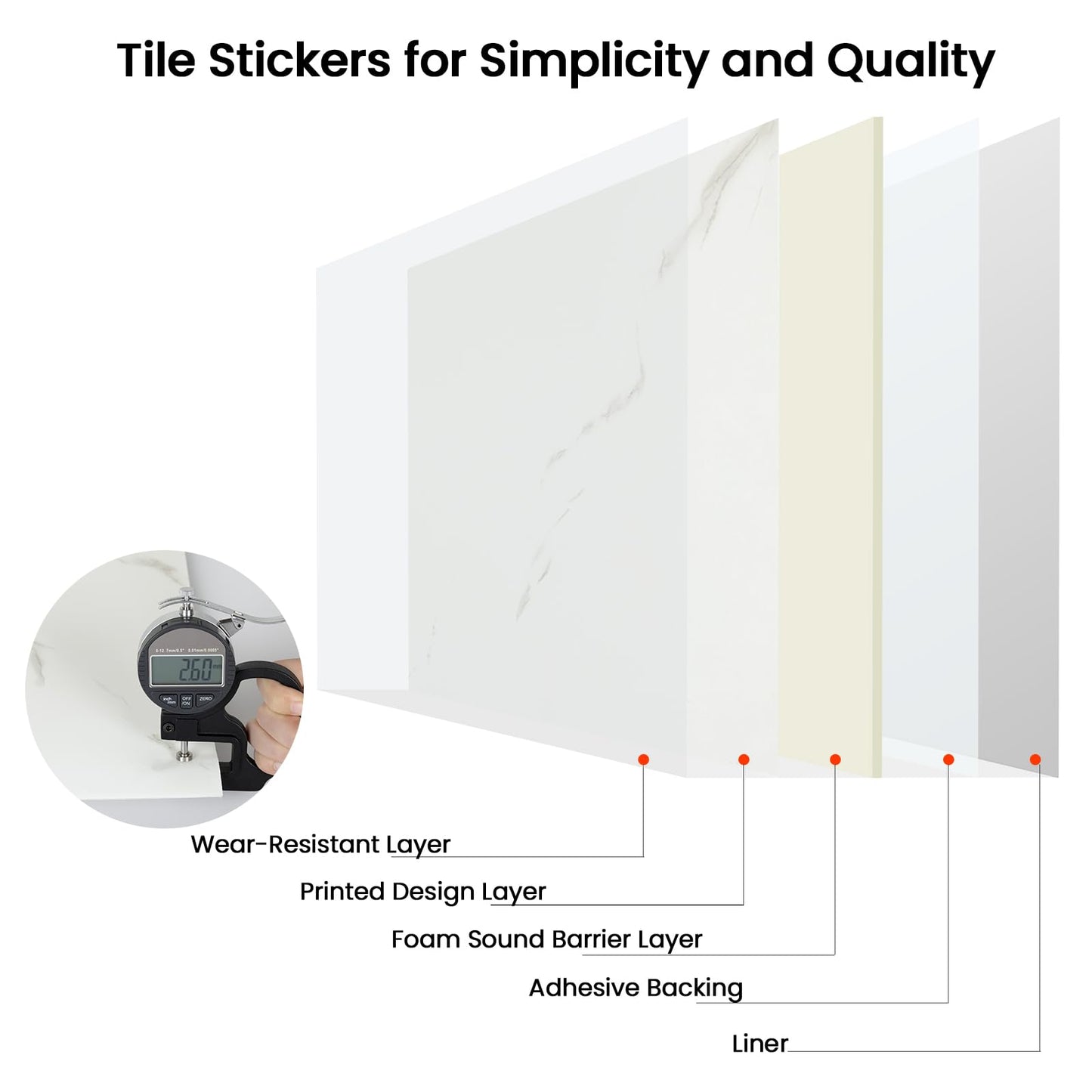 Hode Pack of 10 Adhesive Tiles, Kitchen Marble, 60 x 30 cm, Self-Adhesive Tiles, White, Waterproof, Wall Panels, Self-Adhesive for Kitchen Splashback, Bathroom, Living Room, Wall Tiles