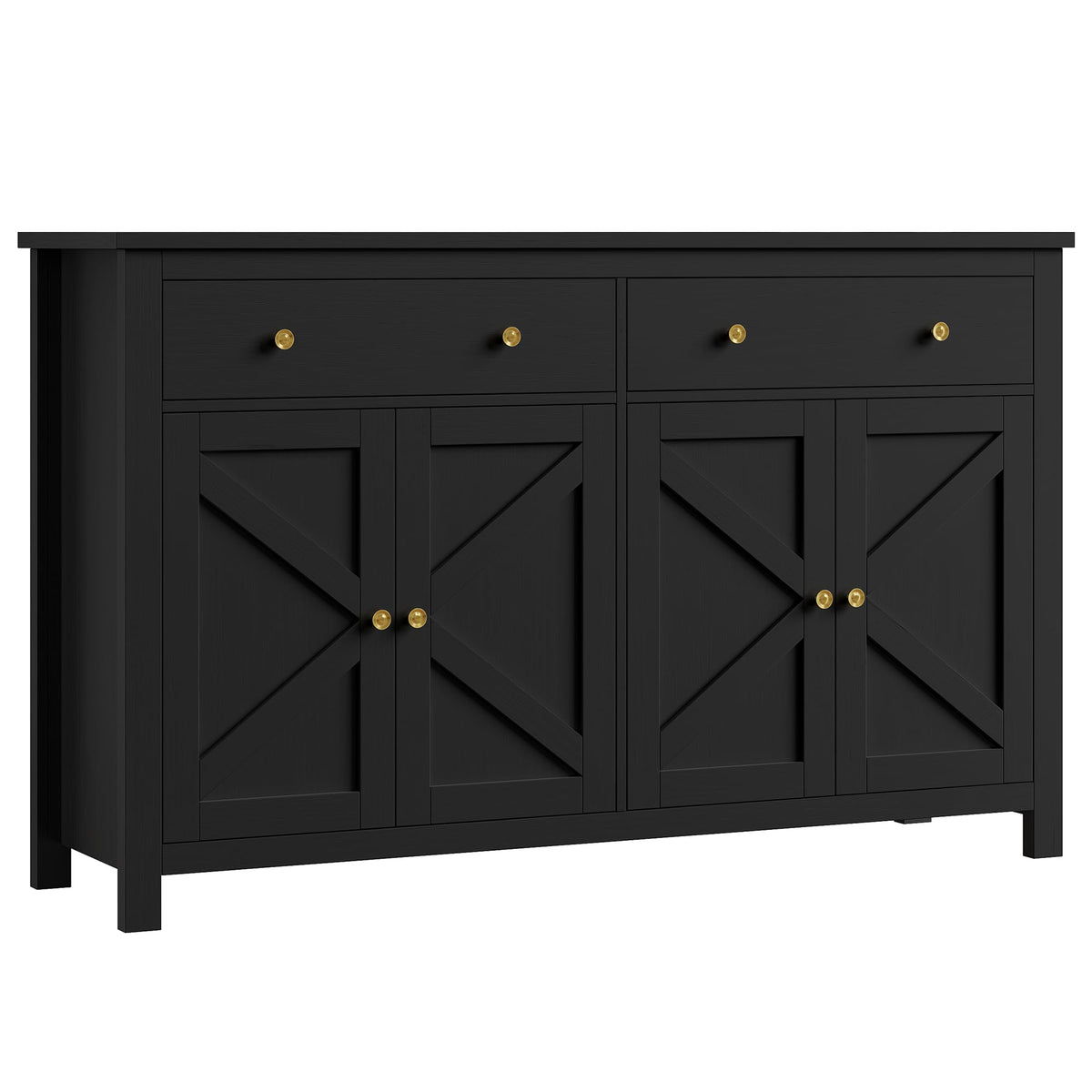 FirFurd Sideboard 140 cm Wide Kitchen Cabinet with Worktop Buffet Cabinet with 2 Drawers 4 Doors Kitchen Buffet with Adjustable Shelves for Living Room Kitchen Dining Room 140 x 40 x 89 cm White
