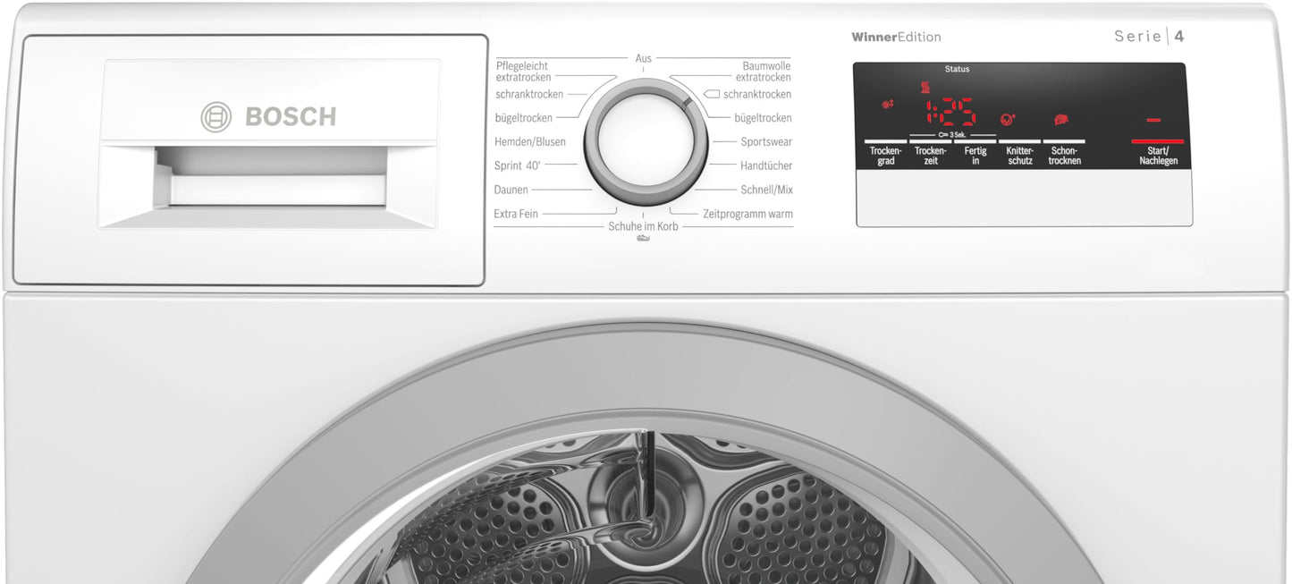 Bosch Series 6 WQG235D00 Heat Pump Dryer for 8 kg of Laundry, A+++, 176 kWh/Year, AutoDry, Anti Vibration Design, Sensitive Drying System, Environmentally Friendly Coolant, White