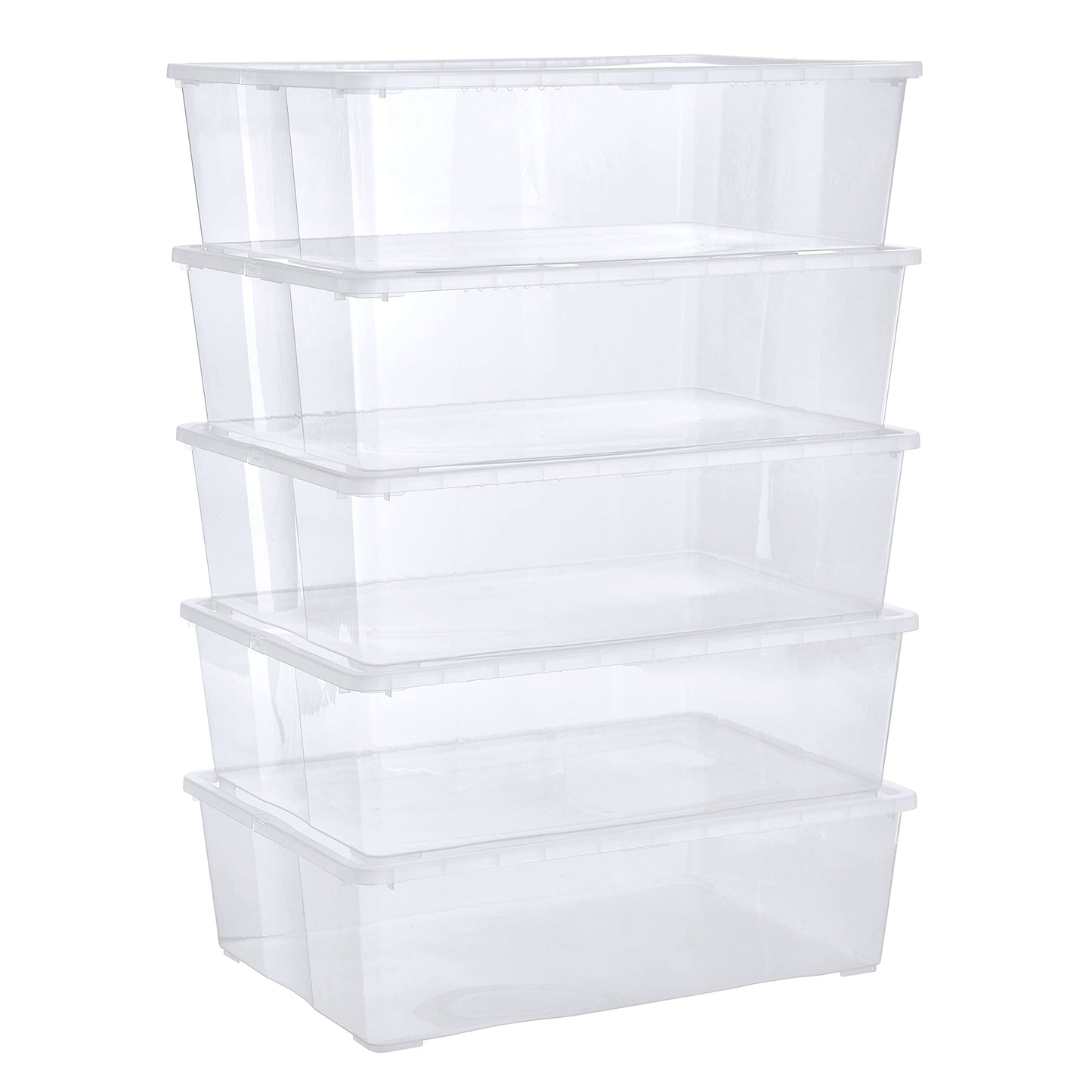 Grizzly Storage Boxes with Lid Transparent – Transparent Boxes, Stackable, with Ventilation, 5er Set, 10 l