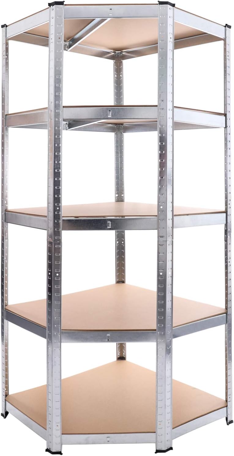 Corner Shelving Unit Heavy Duty 180 x 70 x 40 cm 875 kg 5 MDF Shelving Unit Storage Shelving Basement Shelving Workshop Shelving Unit