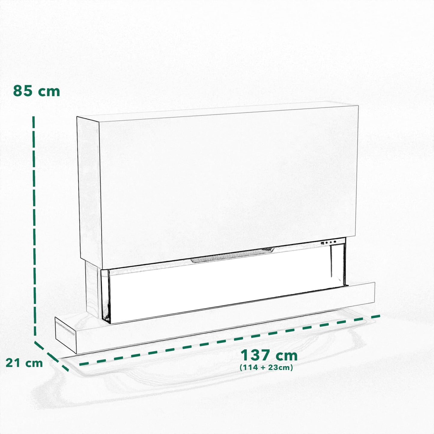 GLOW FIRE Clear Wall XL Electric Fireplace with Realistic 3D LED Fire - Standing Electric Fireplace with Heater and Fireplace, App Control, Crinkle Effect & Timer, Max. 1800 W, 137 x 85 x 21 cm, Black