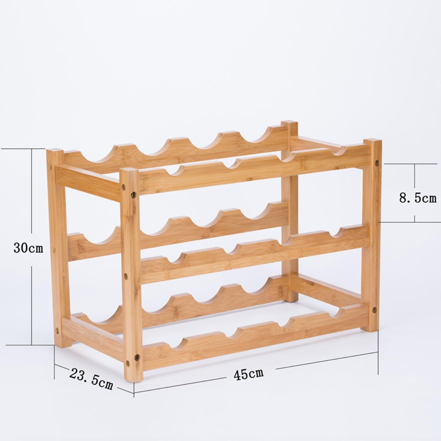 Wine Rack, Small Bottle Rack Storage Holder, Natural Bamboo Bottle Holder, Wine Bottle Shelf for Kitchen, Countertop, Cellar, Bar, Cabinet (2 Tiers, 8 Bottles)
