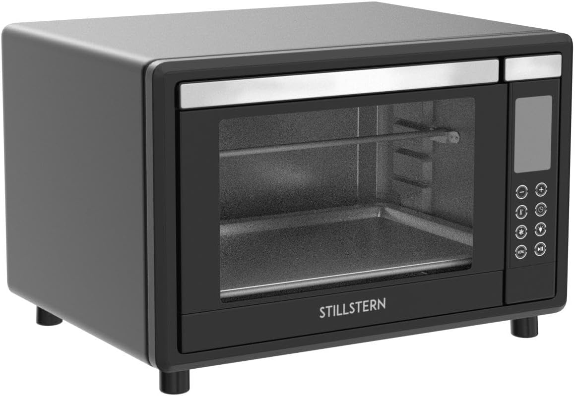 Digital Mini Oven With Convection (35 Litres) Oven Gloves ✓ Recipe Book ✓ Double Glass Door ✓ 1600W ✓ LED Display ✓ 13 Programmes ✓ Rotating Spit ✓ Crumb Tray ✓ Timer ✓ Interior lighting