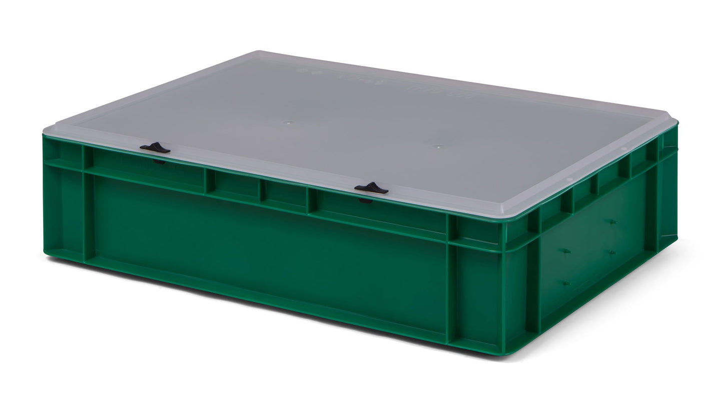 Design Eurobox Stacking Box Storage Container Plastic Box in 5 Colours and 16 Sizes with Transparent Lid (Matte) (Grey, 60 x 40 x 33 cm)
