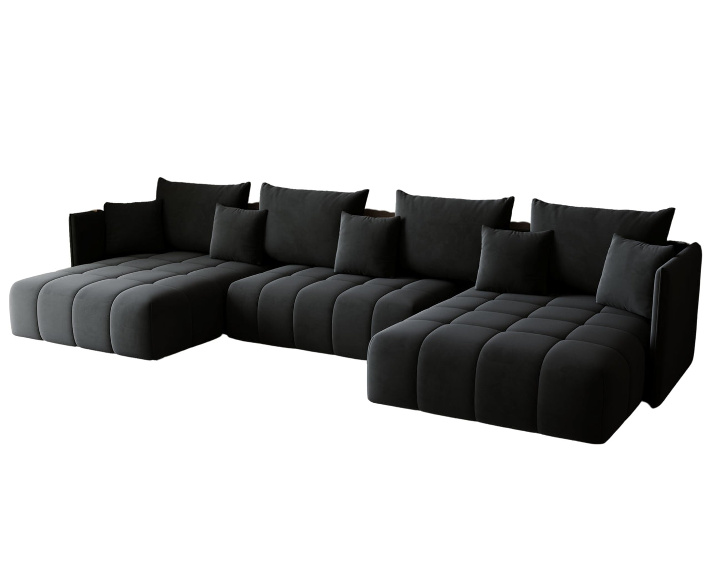 U-Shape Corner Sofa Gona U with Sleep Function - Large Sofa Bed 346 × 188 cm - Sofa with Bed Box - T30 Foam - Automatic Folding Function, Easily Extendable - Monolith 97 (Graphite)