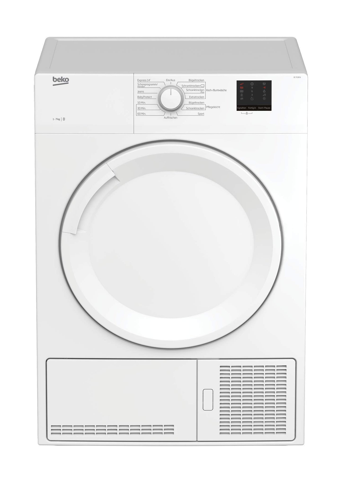 Beko BM3T37210W1 Tumble Dryer, 7 kg, Front-Loading Heat Pump Dryer, 15 Programmes, Sensor Drying, Column-Capable, Aquawave Gentle Drum, White