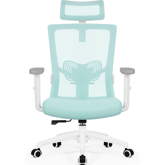 Daccormax Ergonomic Office Chair, Desk Chair with Adjustable Headrest, Armrests, Lumbar Support, Swivel Chair, Rocker Function, Mesh Executive Chair, Back-Friendly, Office Chair 150 kg