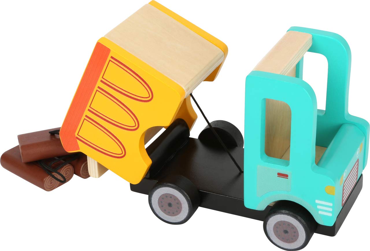 Small Foot 12007 Wooden Crane FSC 100% Certified with Construction Site Accessories 13 Pieces 360 Degree Rotation for Small Builders Toys Multi-Colour