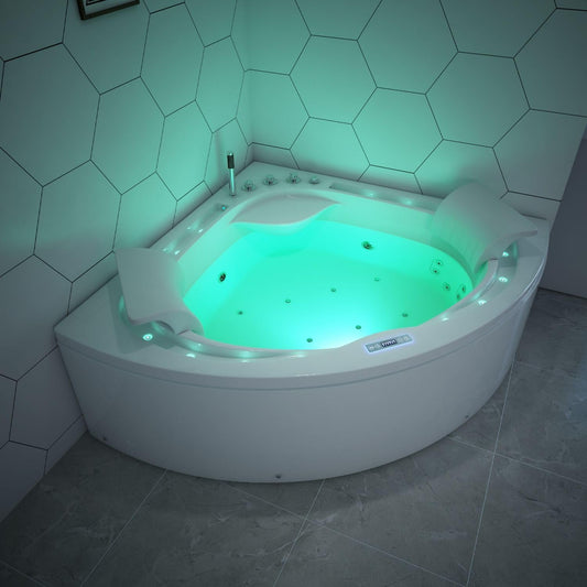 Tronitechnik® Eckwhirlpool Andros 160x160 Eckwanne Badewanne mit Whirlpool und Airpool Unterwasser LEDs inkl. Spülfunktion des Rohrsystems
