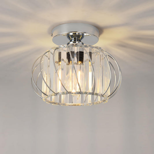 ANWIO Kristall Deckenleuchhte Kronleuchter, Wohnzimmer Lampe, Deckenleuchte E27 für Flur Balkon Küche Schlafzimmer Dekorative, Schwarz, Φ28CM