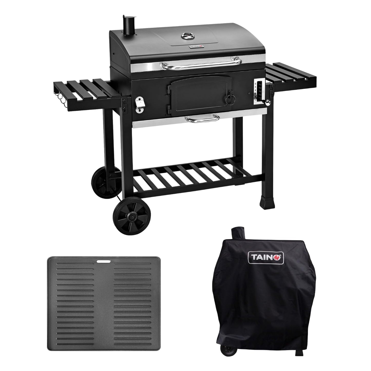 TAINO Hero Smoker Small BBQ Grill Trolley Charcoal Grill Fireplace Stand Grill Smoker Oven Grill Grate