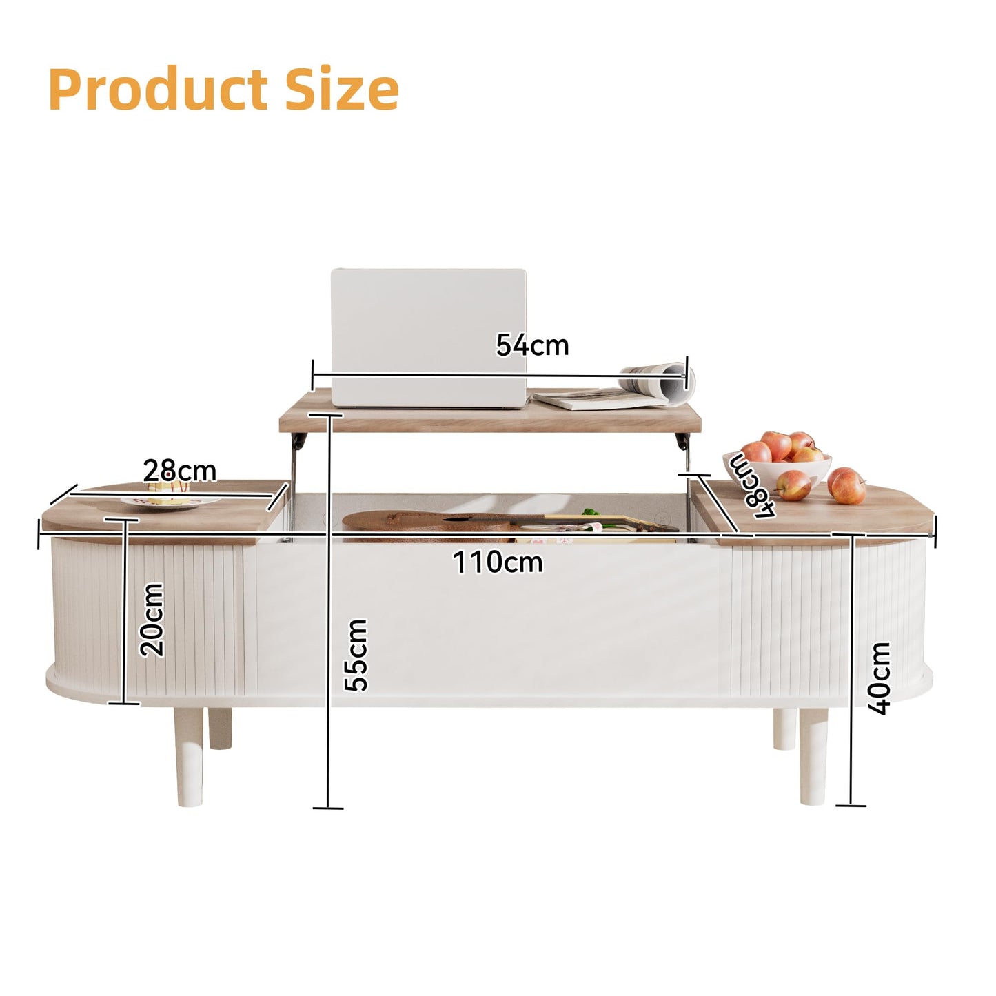 Coffee Table with Lifting Top - Modern Wooden Table with Unique Texture & Hidden Storage Space, Coffee Table for Living Room, Bedroom, Small Spaces, Home Office