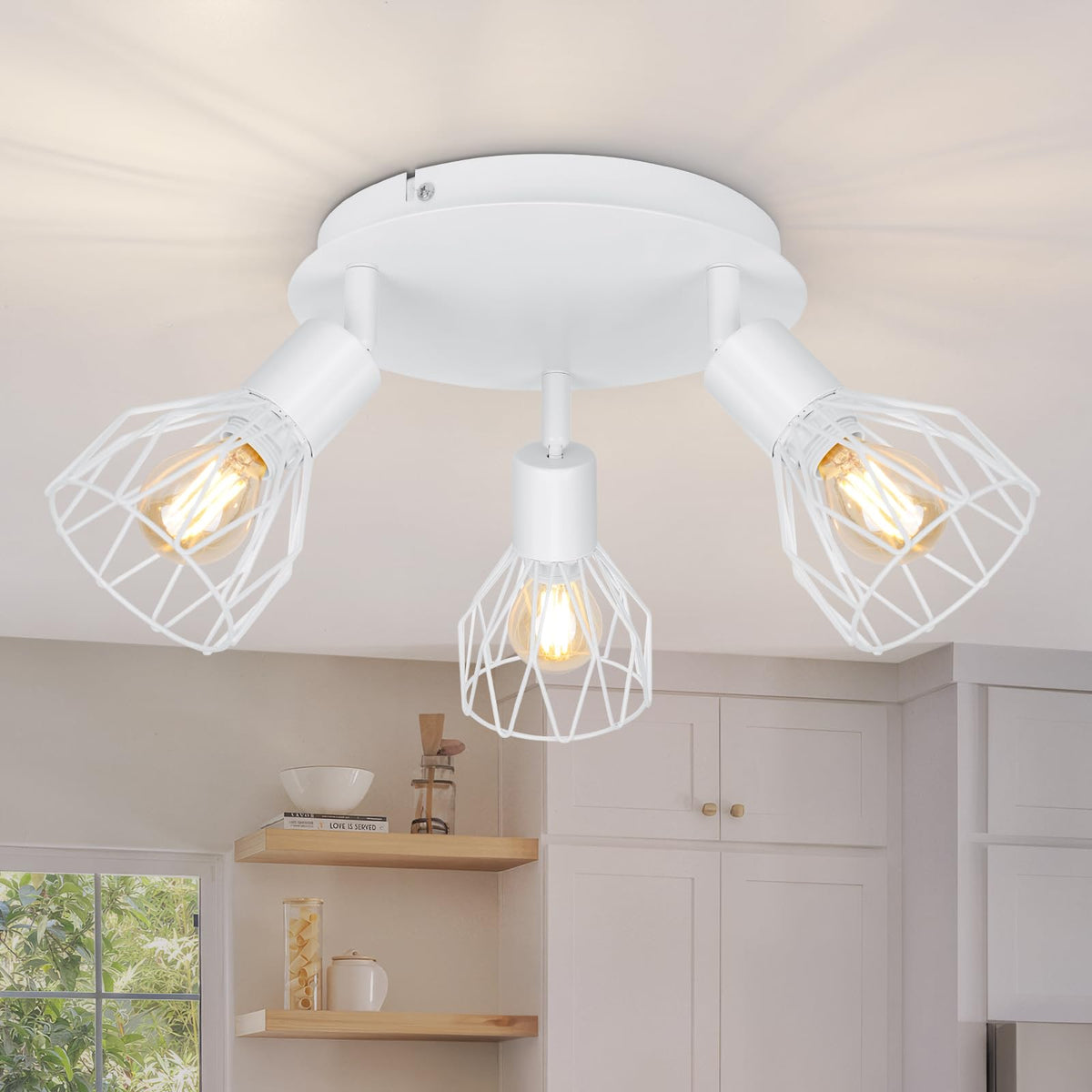 Kimjo 6-Bulb LED Ceiling Spotlight, Swivelling E14 Ceiling Spotlight, Black 6-Bulb Ceiling Light For Living Room, LED Kitchen Ceiling Light, Without Bulbs