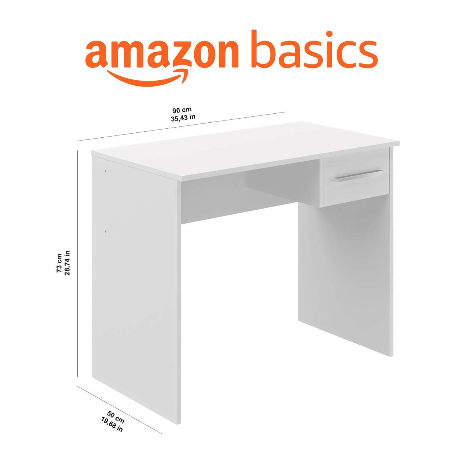 Amazon brand - Movian Idro modern desk, computer desk with 3 drawers, 56 x 110 x 73.5, white