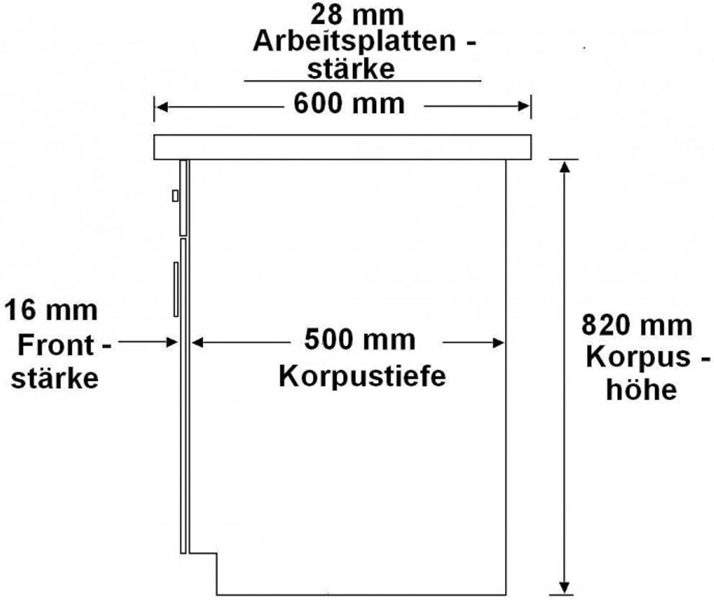 Kuechen-preisbombe Omega Mini Kitchen Unit 180 cm Single Kitchen Unit Black White
