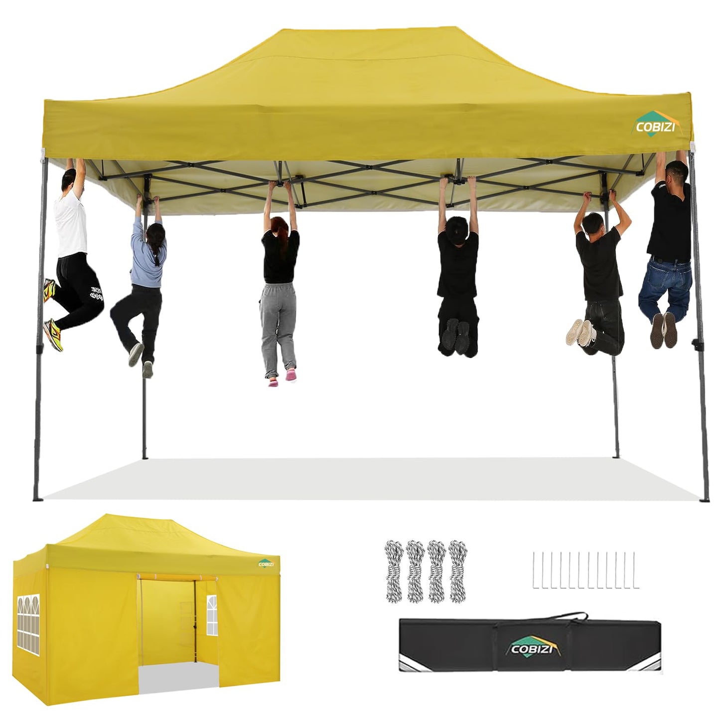 COBIZI Pavillon Faltpavillon 3x3 wasserdicht stabil Winterfest,Outdoor faltbar partyzelt，gartenpavillon mit 4 Seitenteilen und 4 Sandsack und Laufradtasche, Schwarz