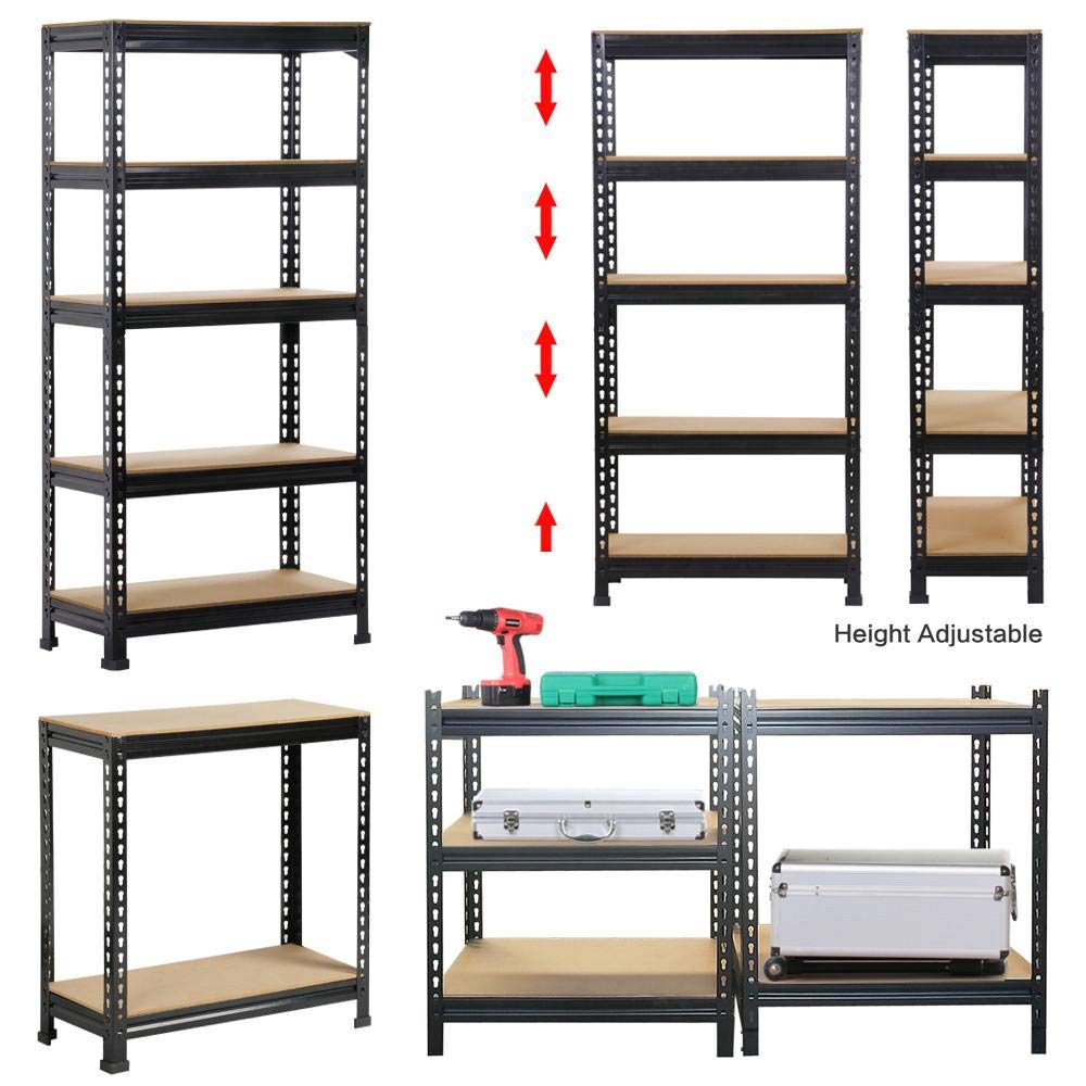 Yaheetech Storage Shelf Heavy-Duty Shelving 150 x 70 x 30 cm 5 MDF Shelves Workshop Shelving Unit 750 kg