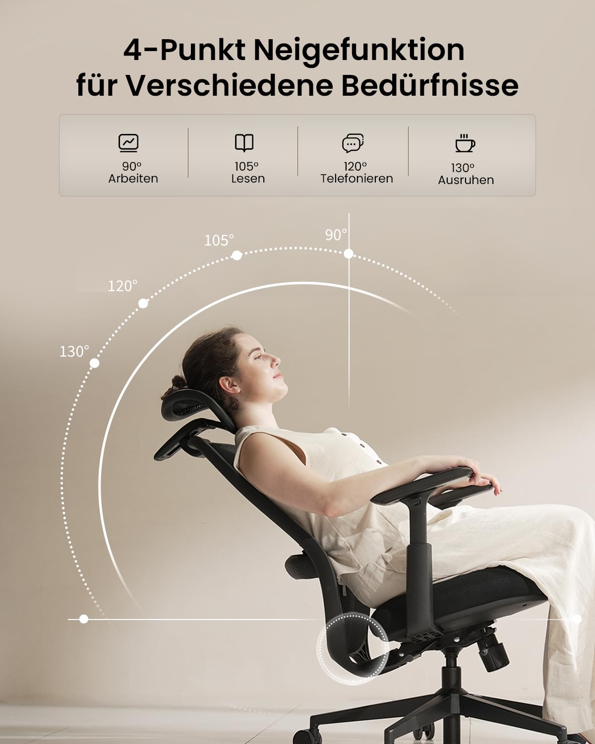 ProtoArc EC200 Ergonomic Office Chair, Desk Chair with Height and Depth Adjustable Lumbar Support, Seat Depth, Height Adjustable, 3D Headrest, Computer Chair for Home Office Chair, Black