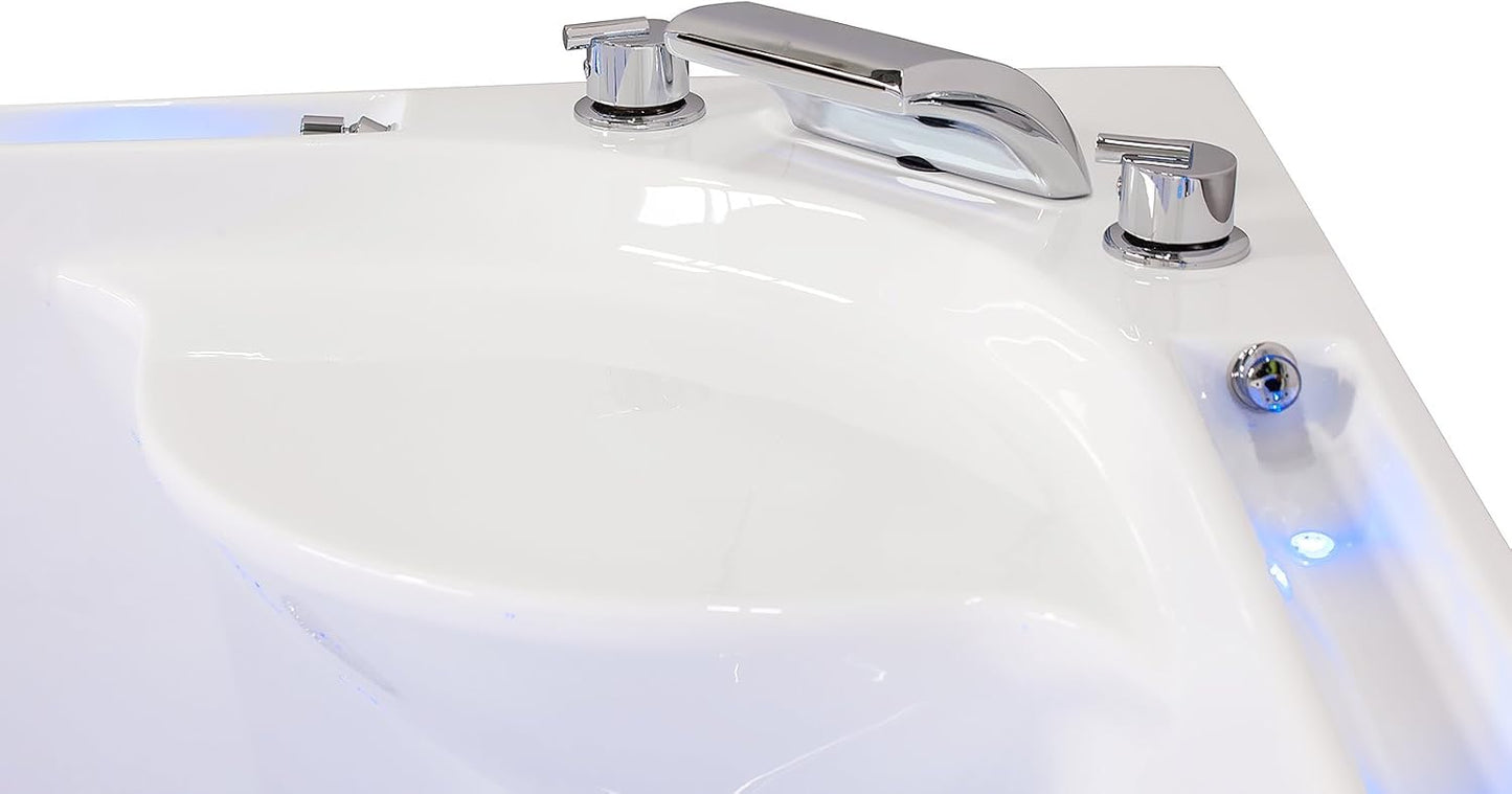 Jet-Line® Whirlpool | Villa Sabrina Weiss 1.6 x 1.6 m XXL | Neu mit umlaufendem Wasserfall | Vollaustattung Eckbadewanne | Pool Eck Badewanne | Whirlwanne | Ozon Heizung LED