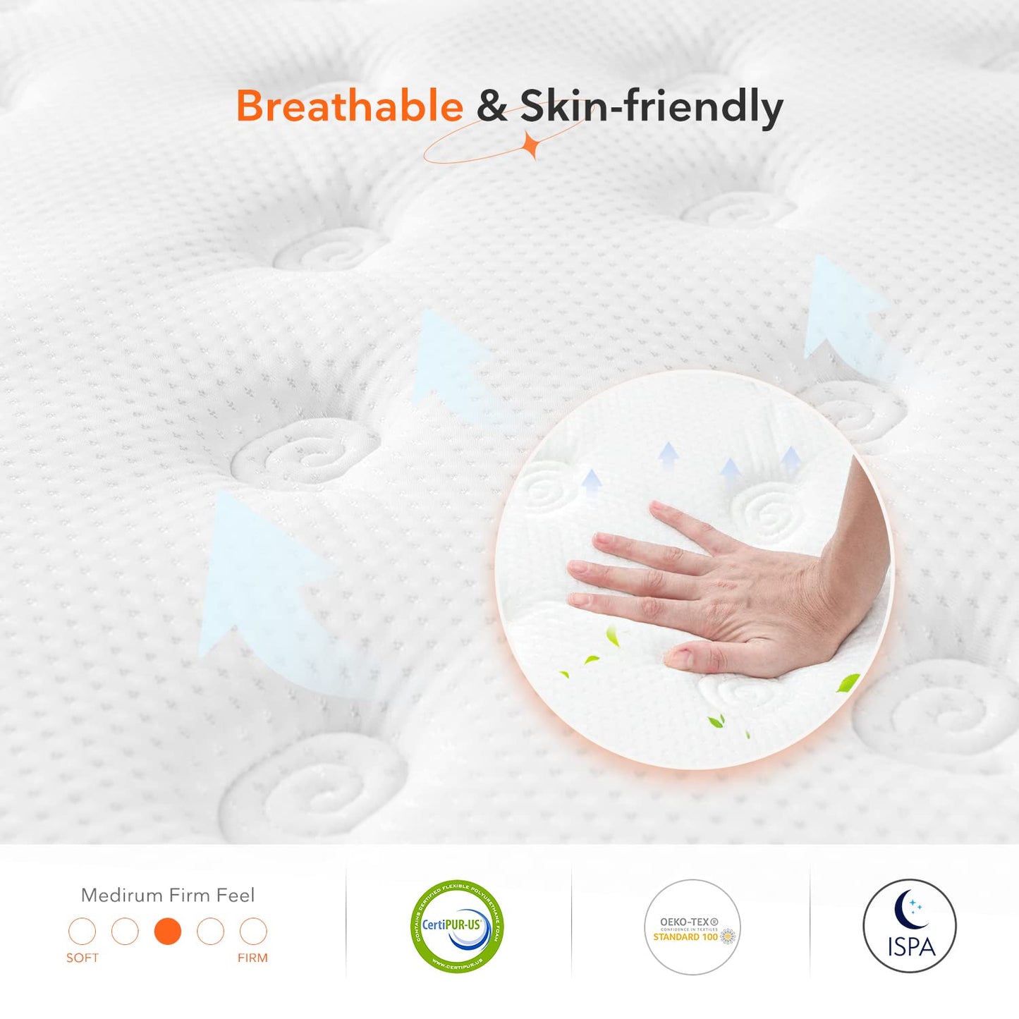 Sweetnight Mattress 160 x 190 cm, Pocket Spring Core Mattress with 7-Zones, Breathable, Orthopaedic, Height 20 cm, Hardness H4