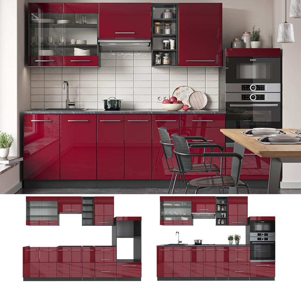 Vicco Kitchen Unit Fame-Line Goldkraft Oak / Anthracite 280 cm without Worktop