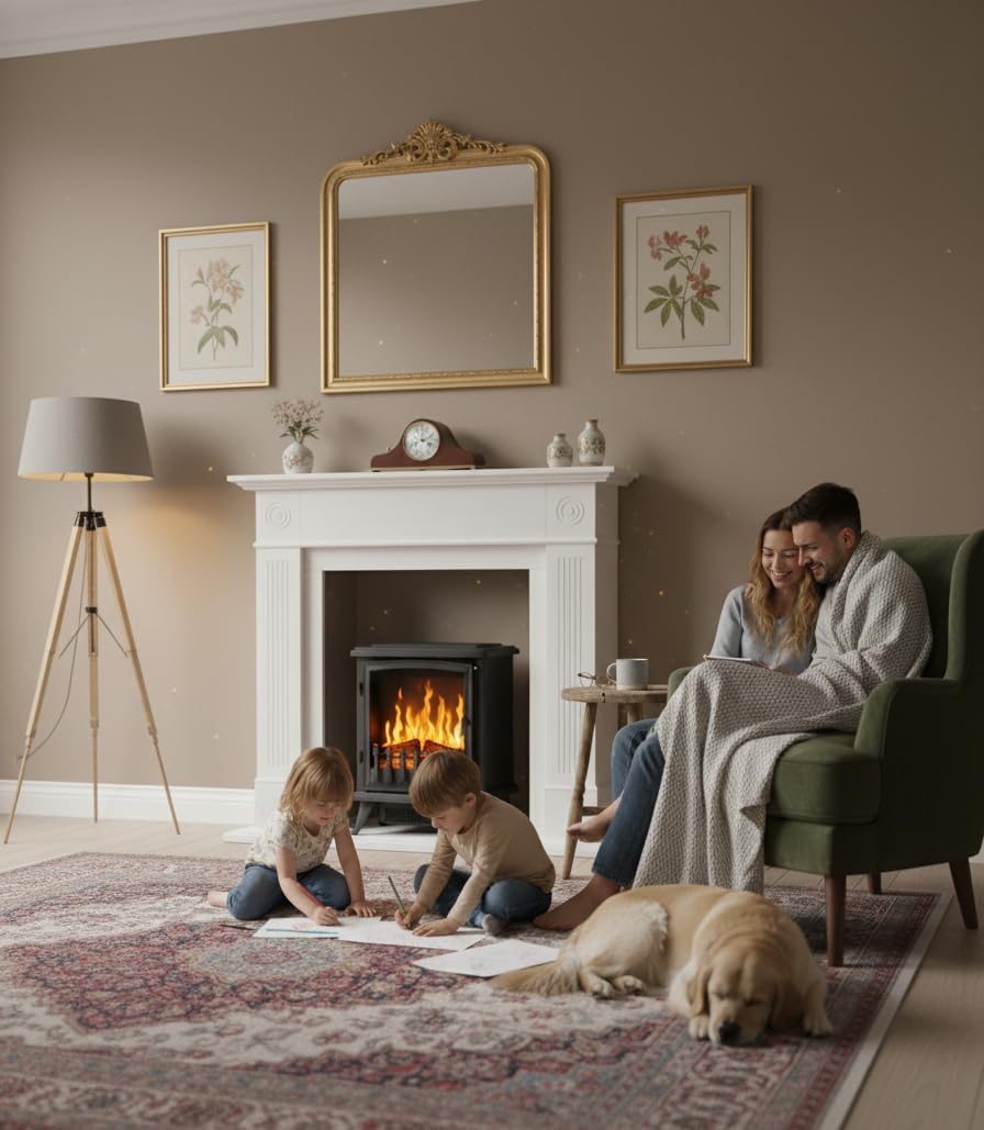 Chemin' Arte 139 3D Fire Glass Electric Fireplace, Black