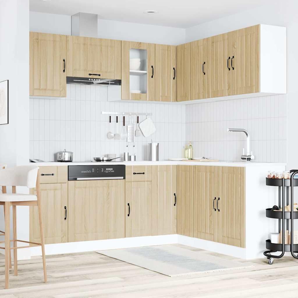Lucca 7-Piece Kitchen Cabinet Set without Electrical Appliances High Gloss White Wood Material