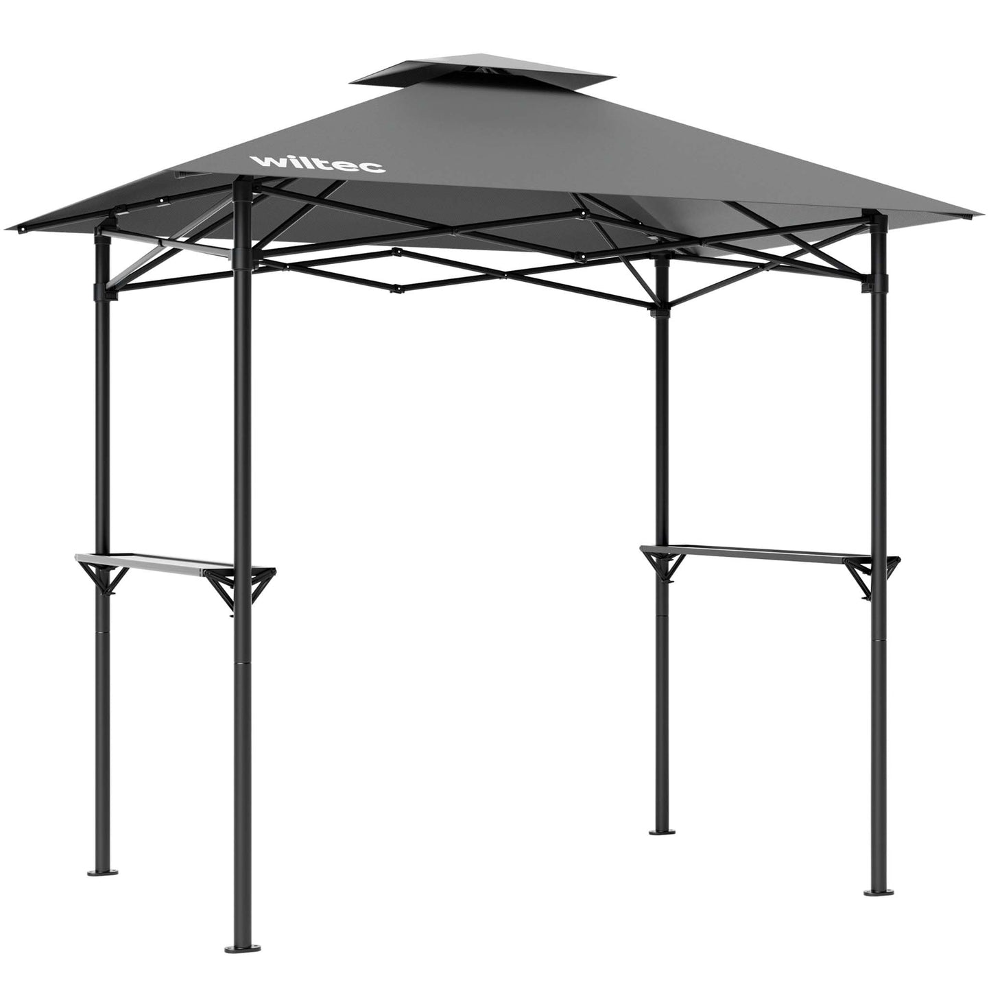 Wiltec Folding Gazebo Mosquito Net 4 x 4 m Beige Garden Gazebo with Wheels and Mosquito Net Party Tent with One Push Technology and Adjustable Legs
