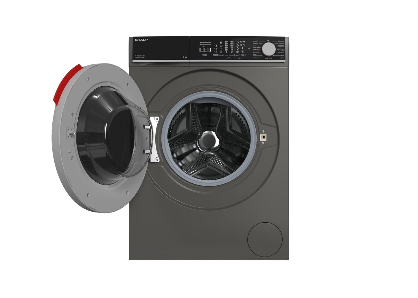 Sharp ES-WNFL914CMDA-DE Washing Machine, 9 kg, 1400 rpm, Energy Efficiency Class A (-20%), Inverter Motor, AquaStop, AquaGuard, WiFi, LED Touch, Steam Function, Black