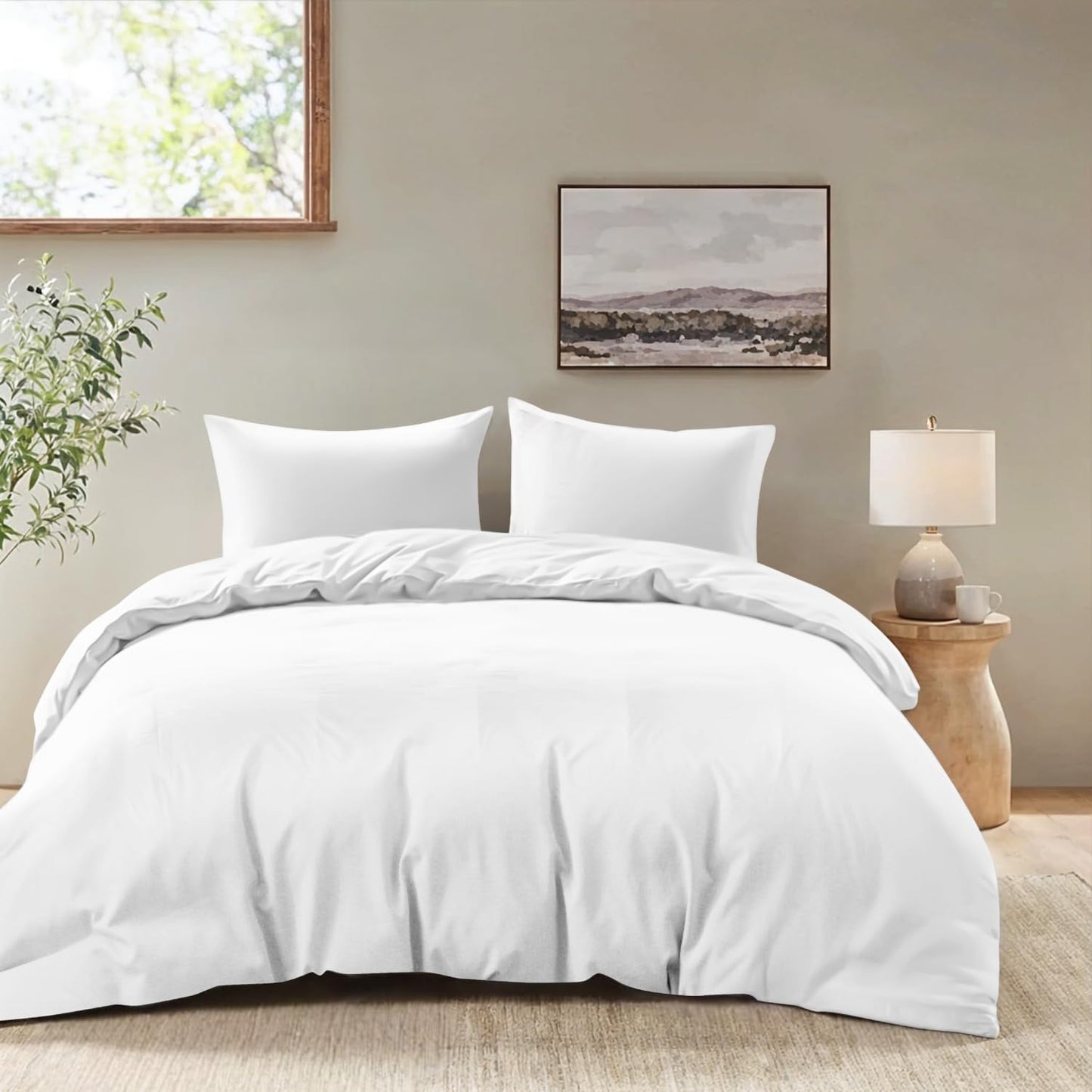 Dreamzie - Bed Linen 155 x 220 cm Set Green - Duvet Cover with 2 Pillowcases 80 x 80 cm - Soft and Easy Care Microfibre - Oeko-Tex