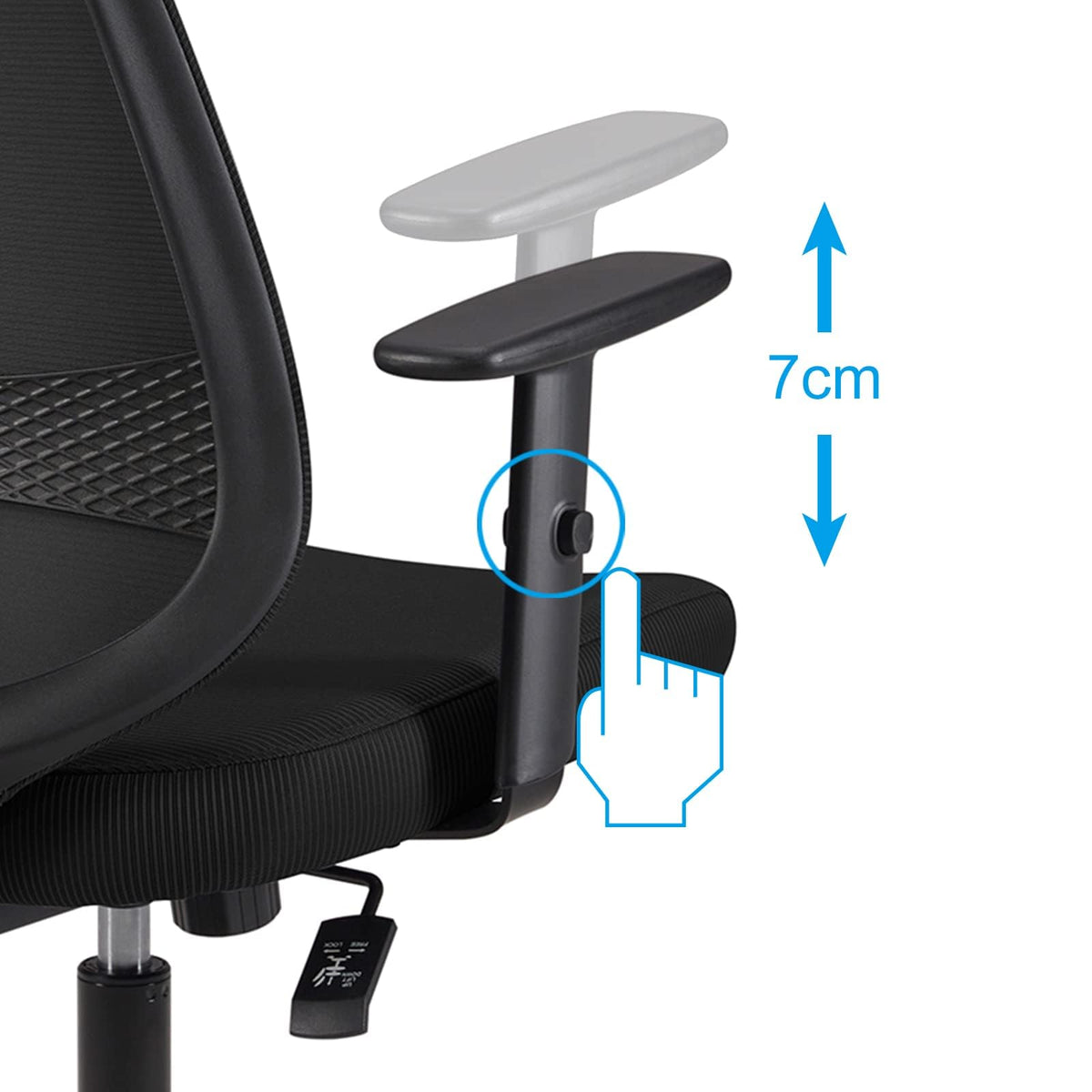Amazon Basics Ergonomic Office Chair, Desk Chair with Adjustable Armrests, Lumbar Support, Mesh Executive Chair, Back Friendly, Easy Assembly, 25 x 23 x 36 Inch, Black