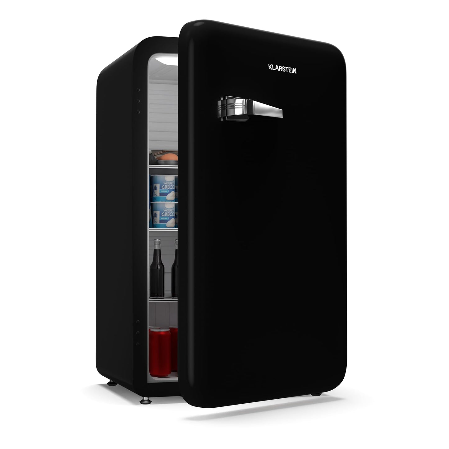 Klarstein Kühlschrank, Mini-Kühlschrank für Getränke, Kühlschrank Klein, Kleiner Kühlschrank Lautlos, Skincare Fridge, Vintage Design, Camping Kühlschrank, Minikühlschrank für Zimmer, 0-10°C, 70 L