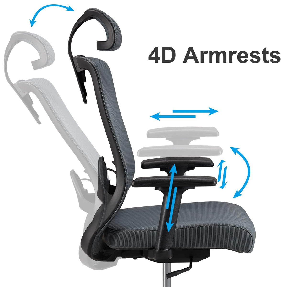 Amazon Basics Ergonomic Office Chair, Desk Chair with Adjustable Armrests, Lumbar Support, Mesh Executive Chair, Back Friendly, Easy Assembly, 25 x 23 x 36 Inch, Black